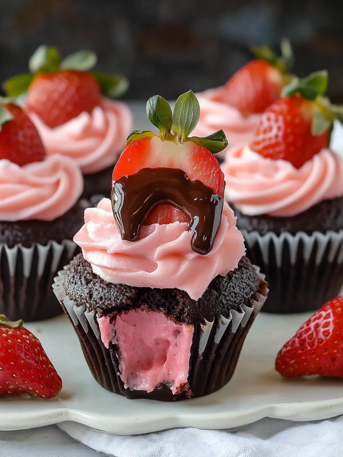 Irresistible Chocolate Dipped Strawberry Cupcakes Recipe